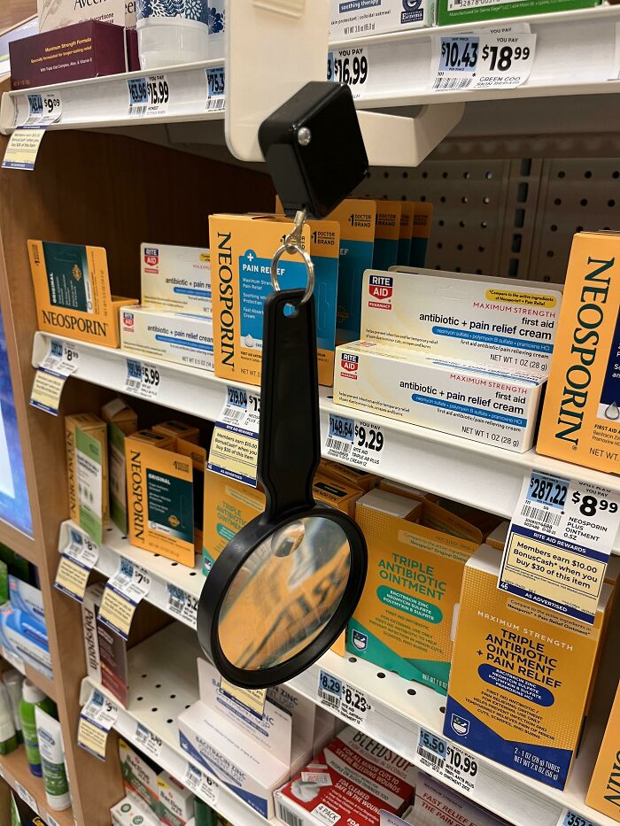 Magnifying Glass at Pharmacy Helps You Read Tiny Labels