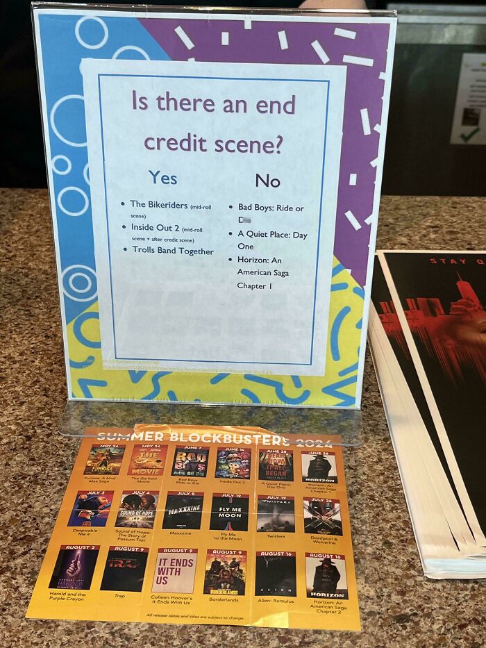 Movie Theater Sign That Tells You When the End Credits Start