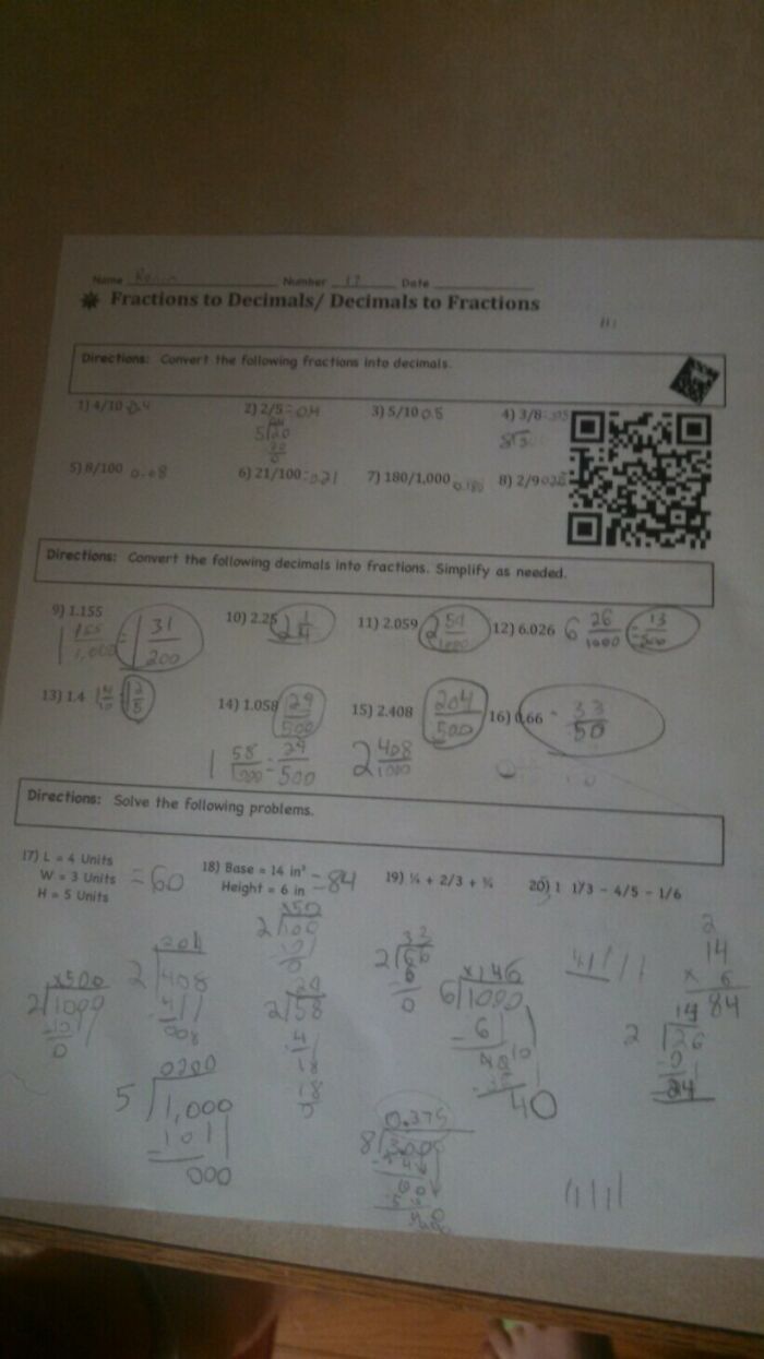 Homework with Barcode Linking to Teacher's YouTube Lesson Videos