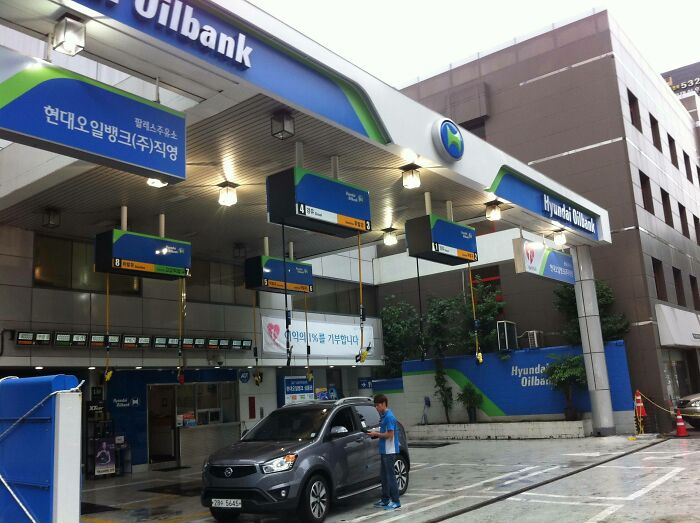 Gas Pumps Hang from the Roof in Seoul—Look Up to Fuel Up!