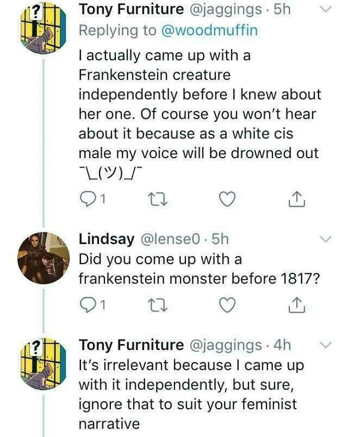 Guy Claims He Invented Frankenstein But Feminism Stole His Thunder