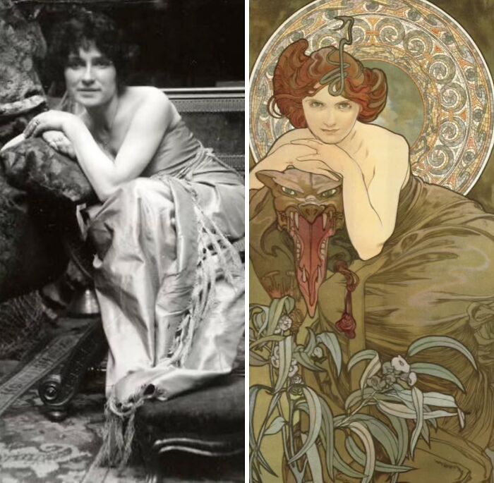 Alphonse Mucha’s Emerald (1900) – Mysterious Lady on a Creepy Chair