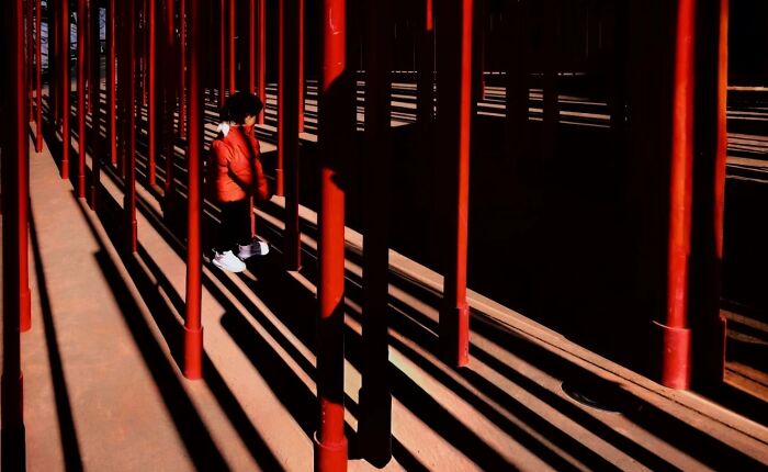 Between Two Red Poles – Color Pop!