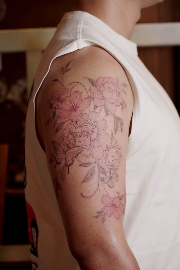 Big Peonies for My Wife’s Favorite Flowers and Butterflies for the Babies We Lost