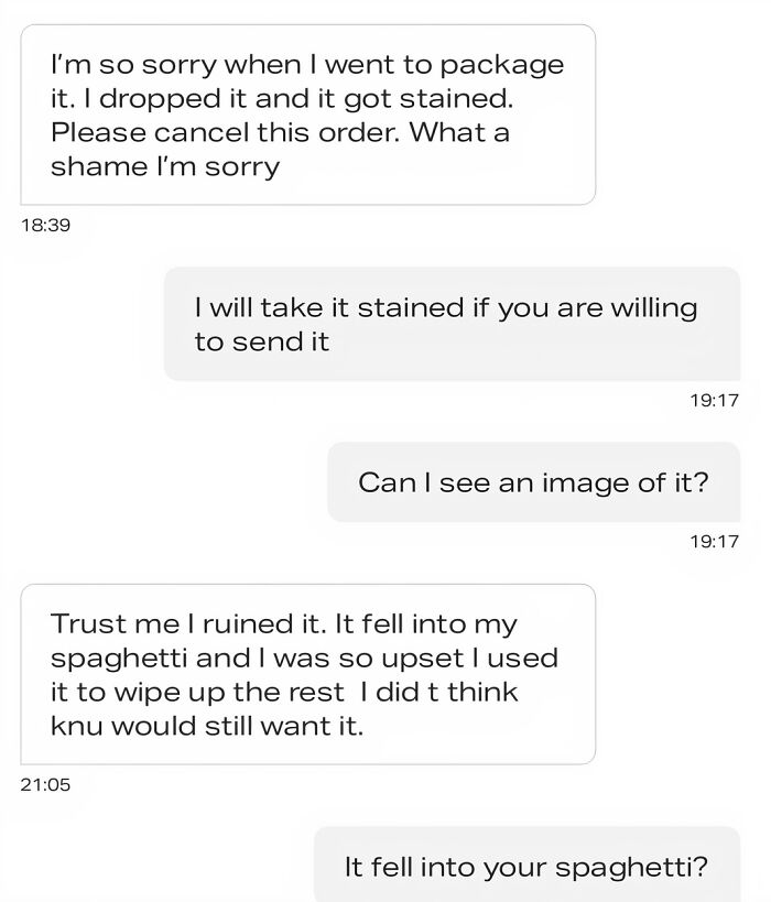 Dropped My Shirt In Spaghetti?