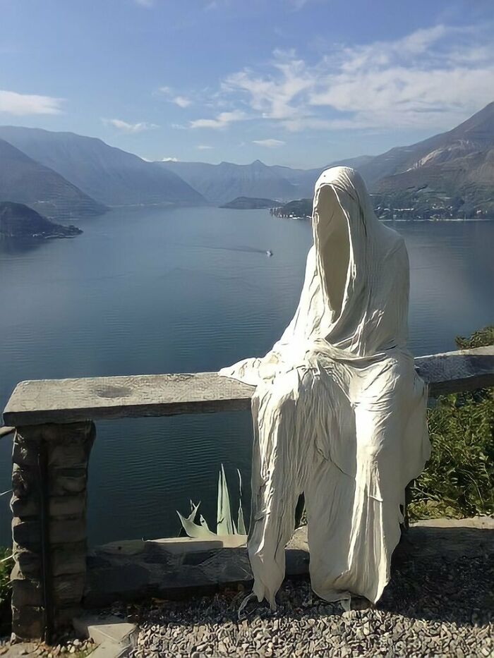 Ghost Sculpture That’s Creepily Cool in Vezio Castle, Italy