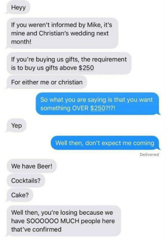 $250 Minimum Gift to Even Show Up—No Joke!