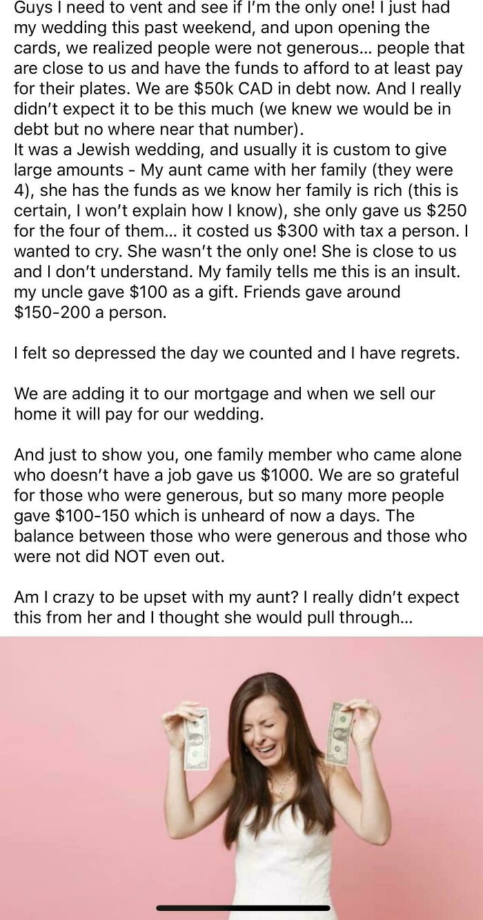 Another Greedy Bride Gem from a Wedding Group