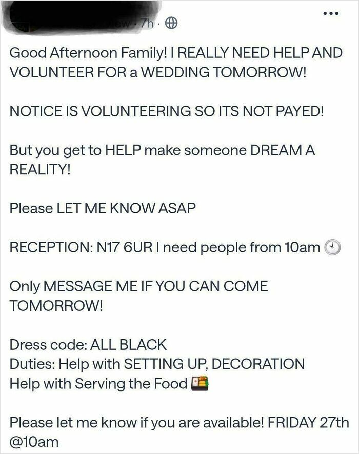 Nextdoor Post Requests Volunteers Who Dress Exactly Right (No Exceptions)