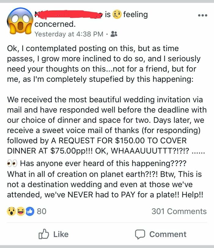 Bride Gets RSVPs Before Asking for $75 Fee Per Guest