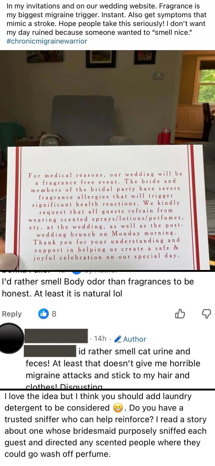 Bride Wants a Fragrance-Free Wedding... And the Comments Are Savage