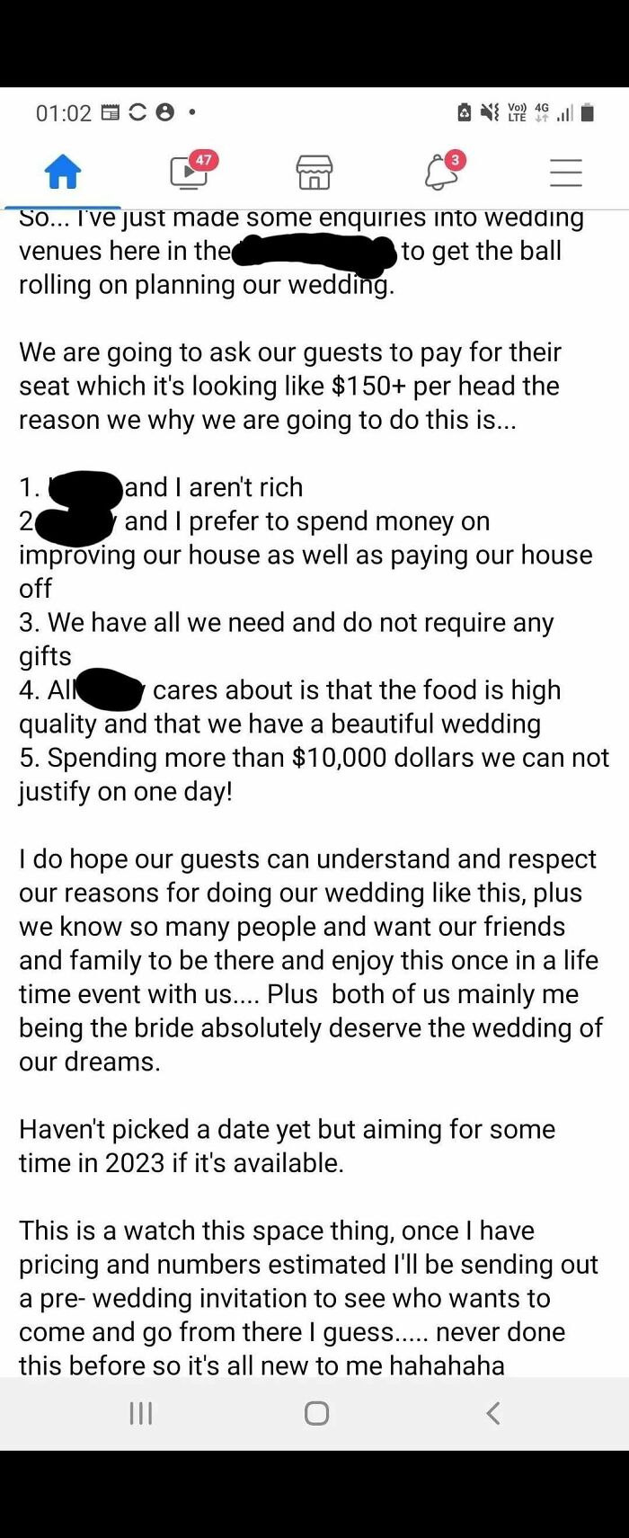 Bride Makes Guests Pay for Their Meal Because ‘We’re Not Rich’ + More