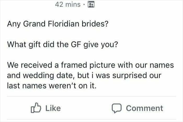 Free Wedding Frame Gift? Bride’s Not Impressed