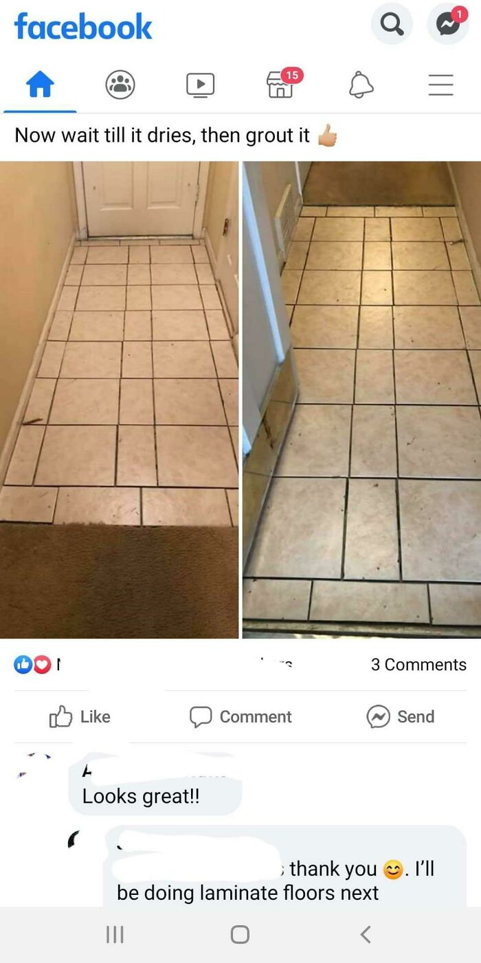My Sister’s Friend Posted This. No One Told Him It’s Terrible. He’s Actually Going To Grout It!