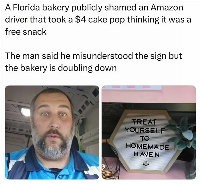 Shaming the Delivery Driver for Stealing a $4 Cake Pop: Harsh or Deserved?