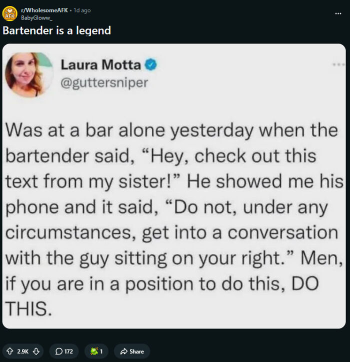 Bartender = Legend (But Also a Reminder of Why Things Are Rough)