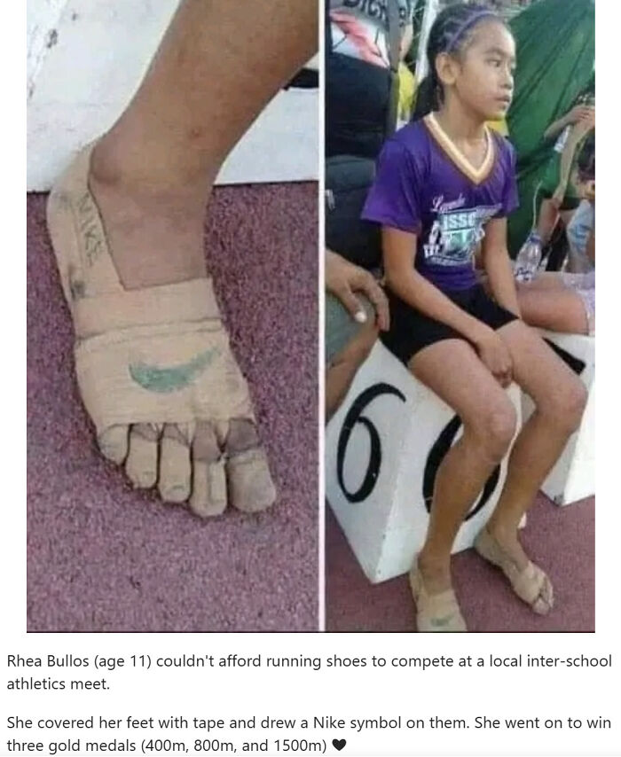 Kid draws shoes on herself just to race. Now that’s dedication!
