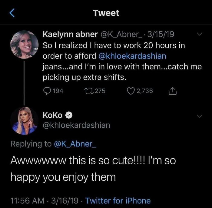 Khloe Kardashian replied! Cool? Or what?