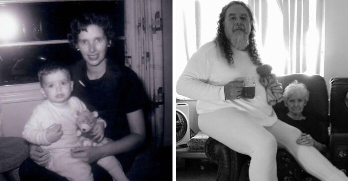 Mom, Me, and Teddy — 55 Years Apart