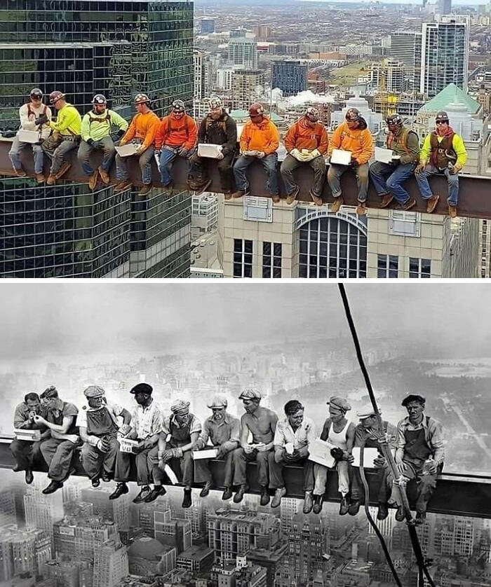 Skyscraper Sitting: 1932 vs Today