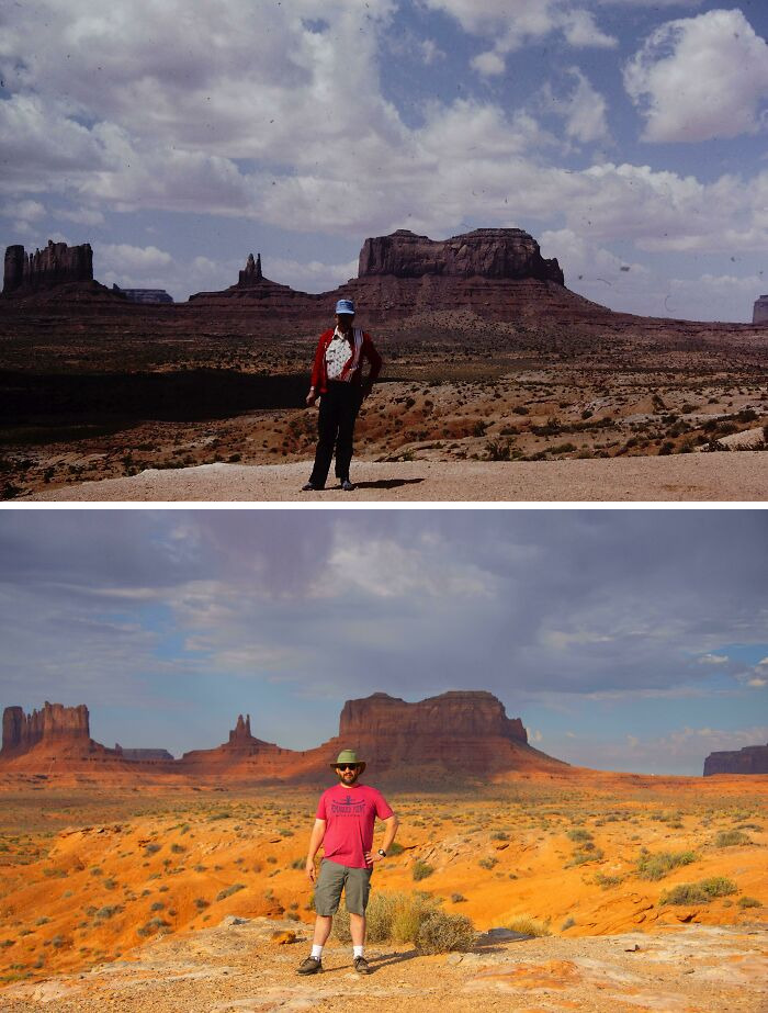 Dad in Monument Valley (1984) & Me Same Spot (2020) — Age 42 Both