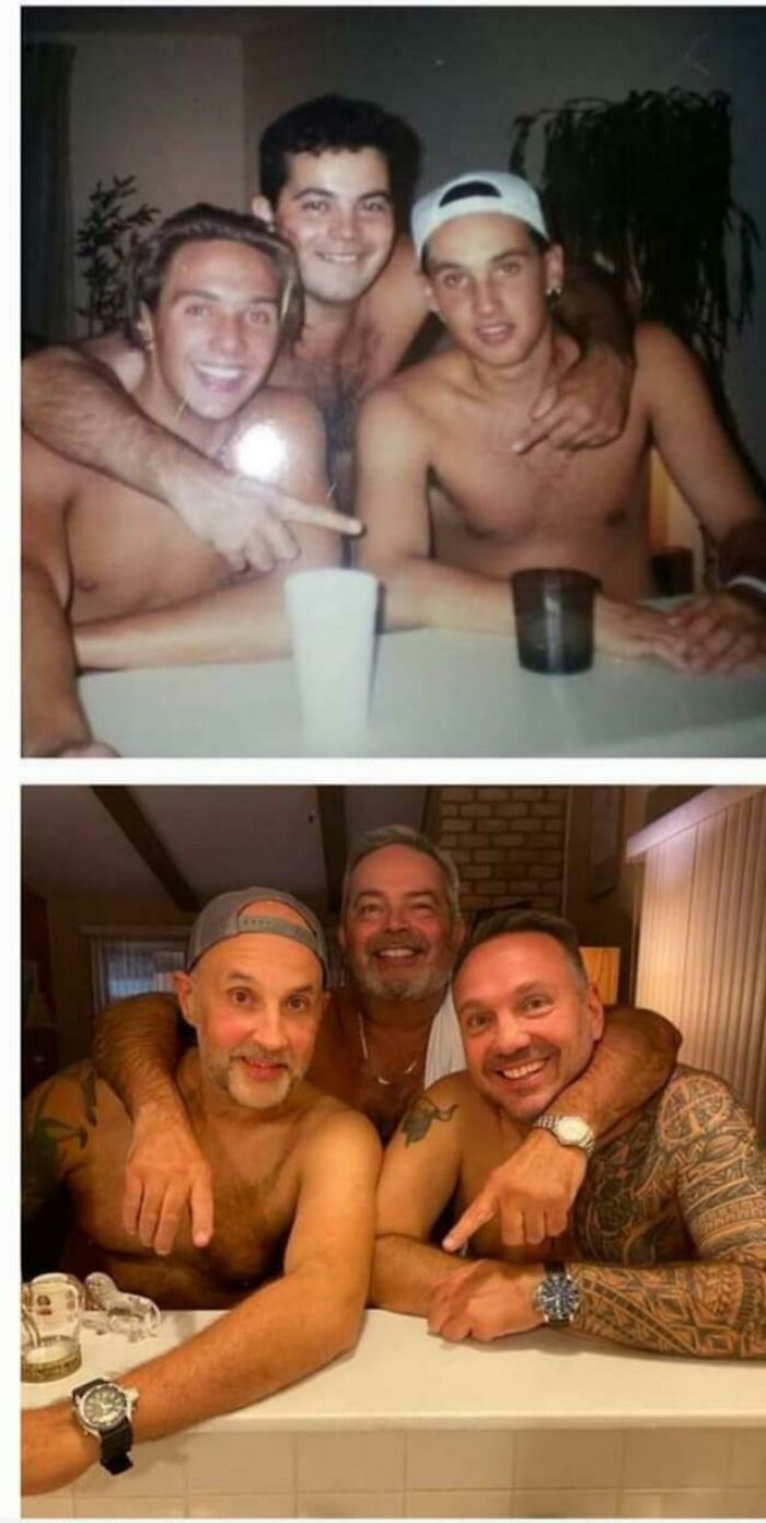 Dad & Two Friends Recreate Early '90s Photo