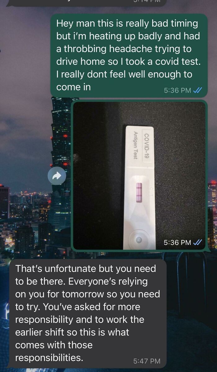 Sick With Fever And Boss Sends This. What Now?