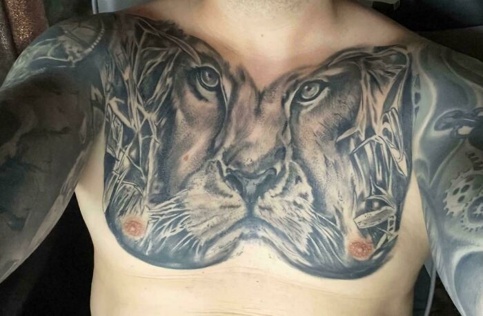 Some Guy Posted His 'Lion Bra' Tattoo... Yep.