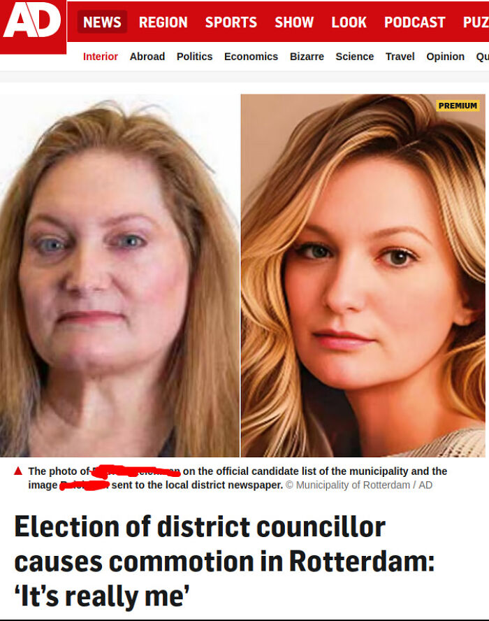 Local Dutch Politician: Website Pic vs. Newspaper Snap