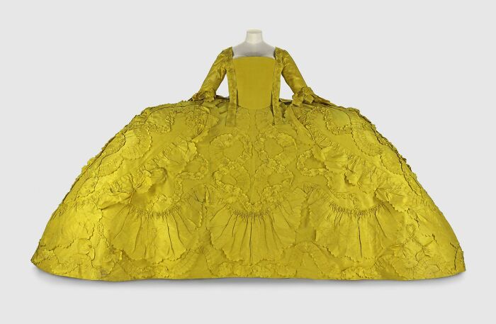 Bright Yellow Silk Mantua Worn To A Ball In 1760 (Lovely!)