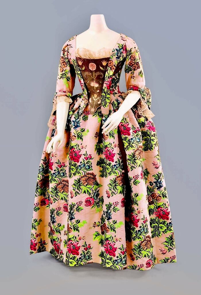 Elegant Floral Brocaded Dress From 1760’s England