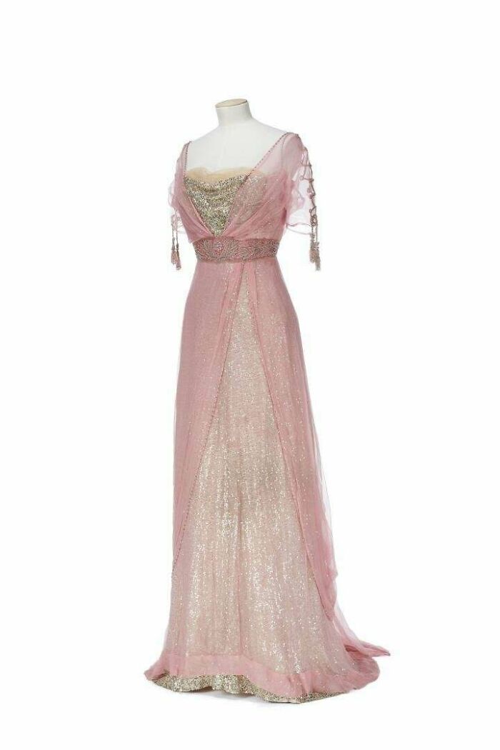 Pretty-in-Pink Evening Gown With Sequins, Circa 1905