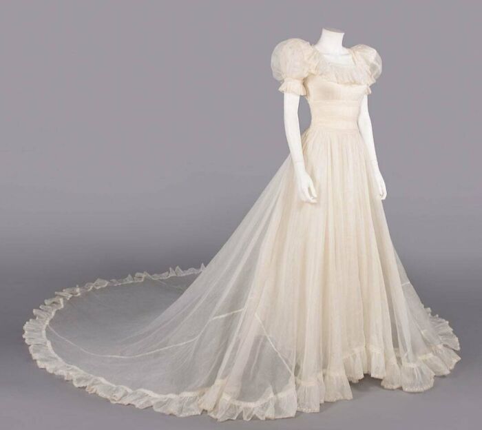 Lovely Organdy Wedding Gown From The 1940s