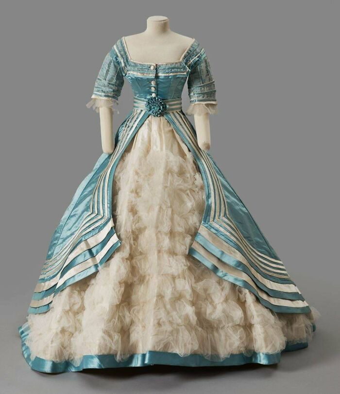 Celestial Blue Ball Gown Made By Marie And Josephine Virfolet, 1867