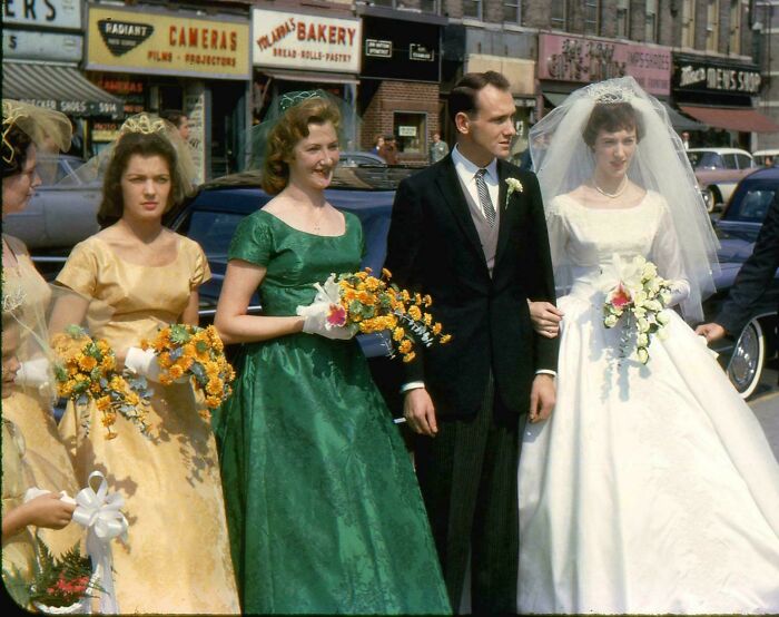 That One Wedding With The Bridesmaid Wearing An Incredible Green Dress, 1962