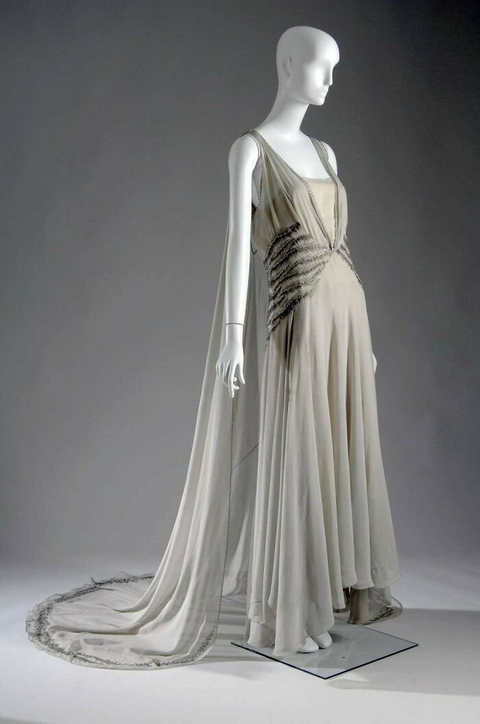 Madeleine Vionnet’s Gray Silk Presentation Gown With Rhinestones, 1938