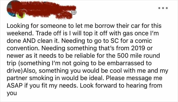 Can I Borrow Your Nice Car For Free... And Smoke In It?