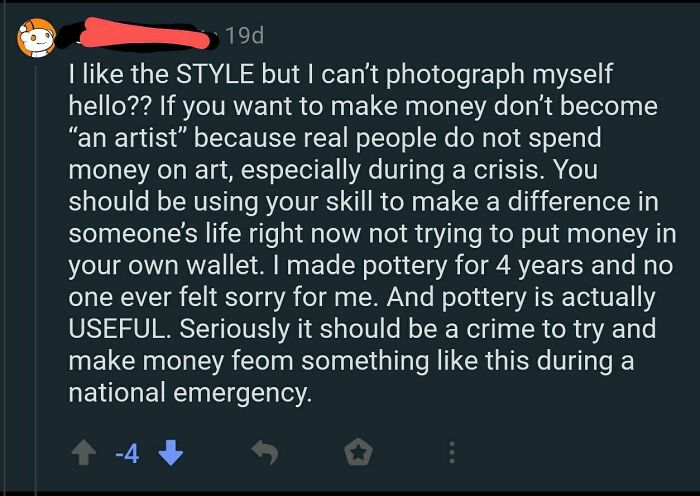 Artists Should Work FOR FREE During National Emergencies, Right?