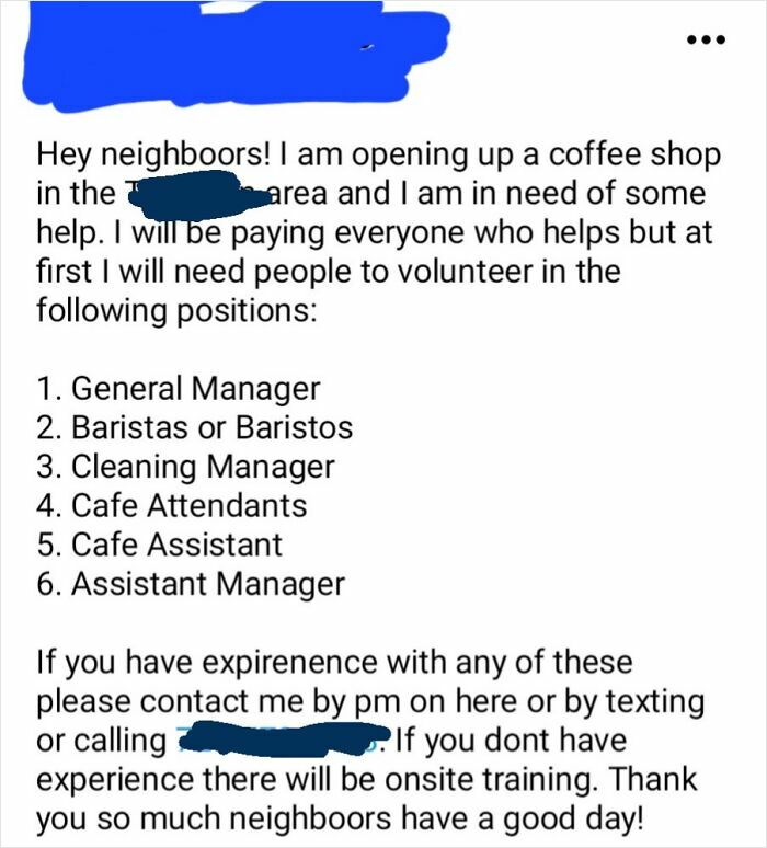 Nextdoor Beggar Wants Volunteers To Run Her Business