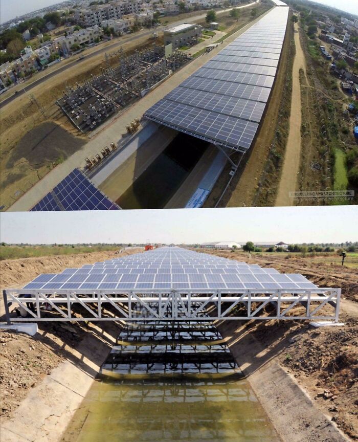 Solar Panels Over Indian Canals: Saving Water AND Power