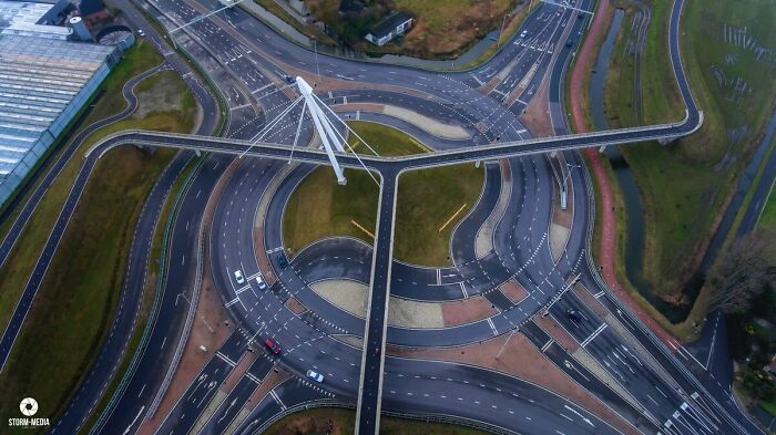 A Roundabout and Bicycle Bridge Combo In The Netherlands: Because Why Not?