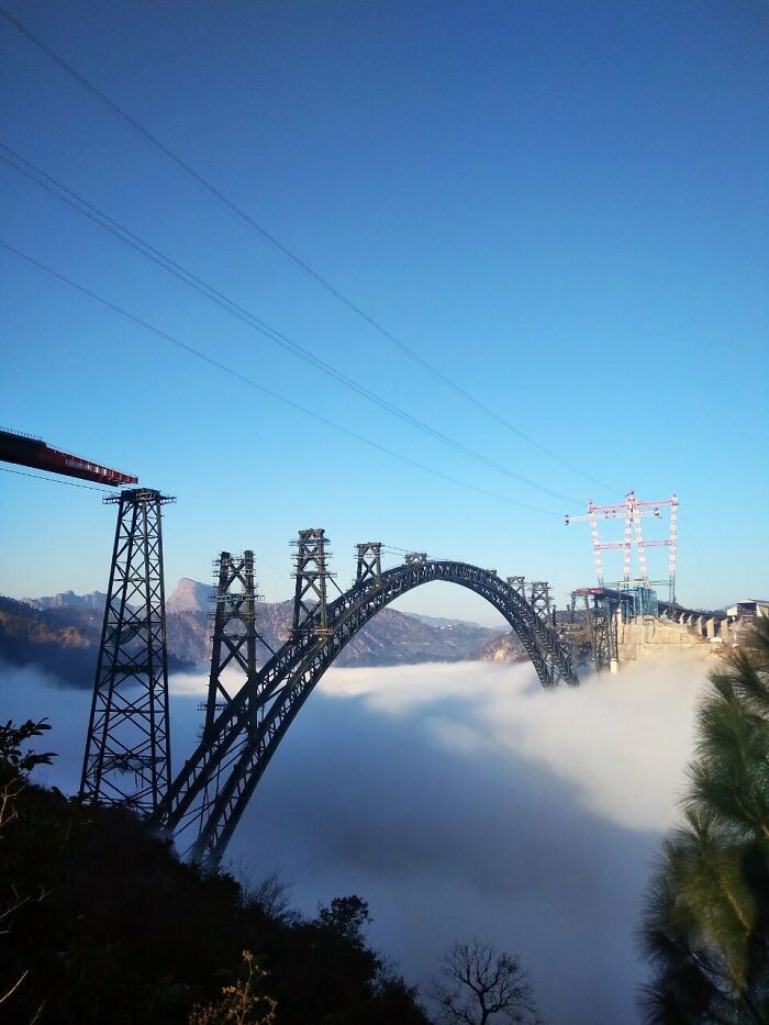 Chenab Railway Bridge Under Construction, Jammu And Kashmir, India