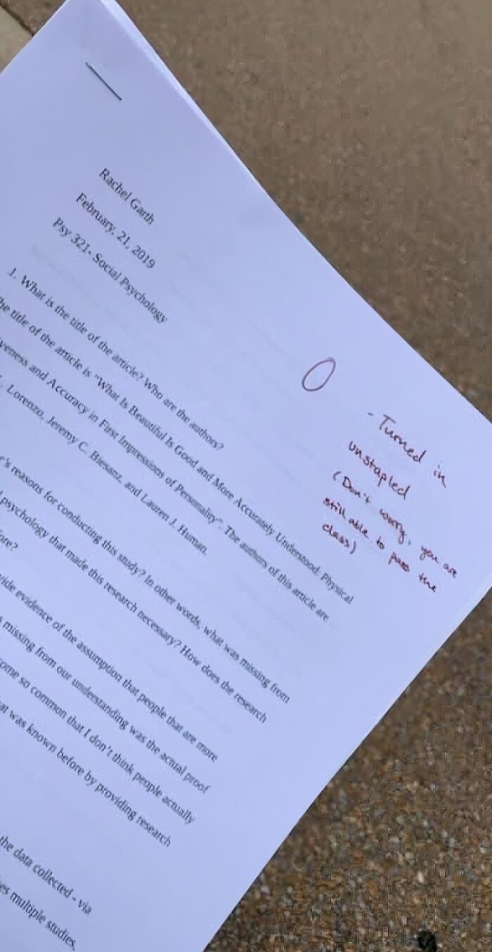 Got A Zero Because I Didn’t Staple My Paper? Nope.