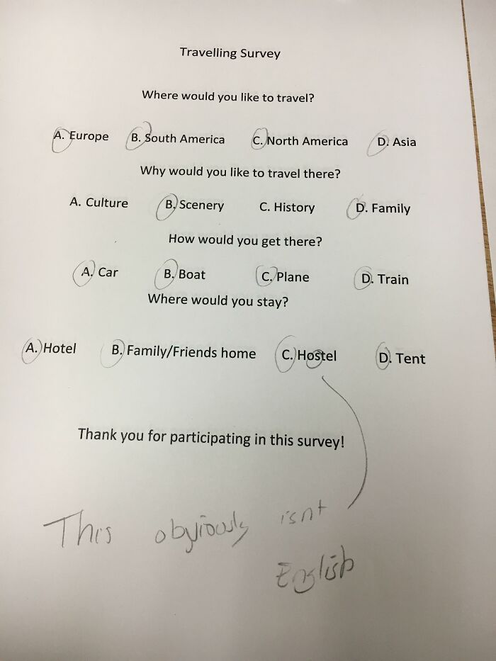 Made A Super Simple Math Survey. Wait, 'Hostel' Isn’t A Word?