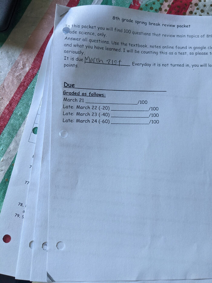My Kid’s Science Teacher Assigned An 82-Question Packet For Spring Break