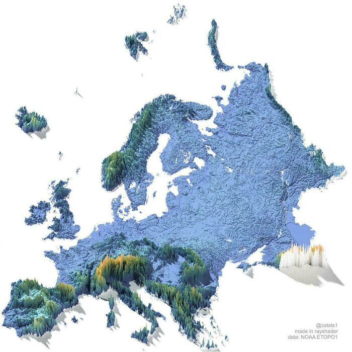 Europe’s Elevation Map — Mountains and All