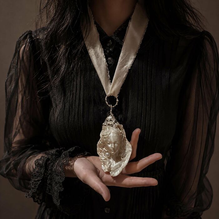 Oyster Baroque Sacred Icon, Shell Portrait