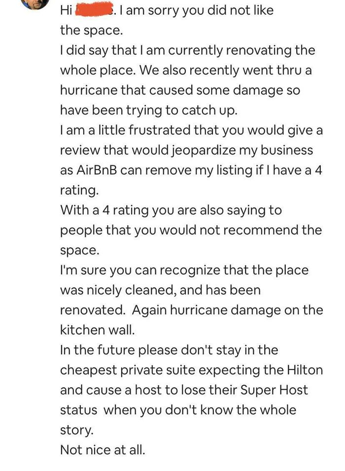 Left a 4-Star Review and Got a Message Back. Awkward.